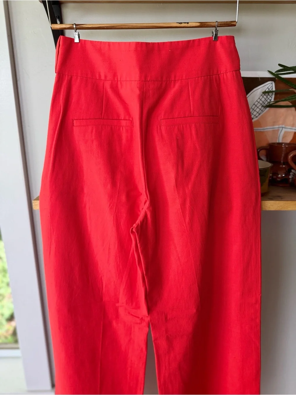Sezane Coral Red Aldo Trouser Cotton Blend High Waist Dress Pants Size 38 or 6 - Picture 7 of 16